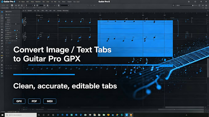 convert image or text tabs to editable guitar pro gpx file