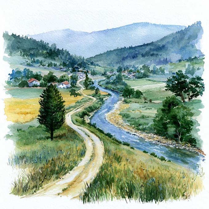 paint landscapes in watercolor