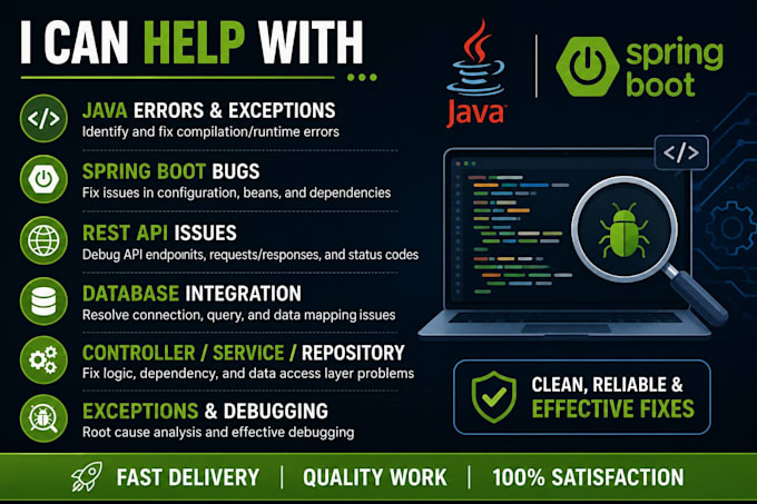 fix java spring boot bugs and rest API issues