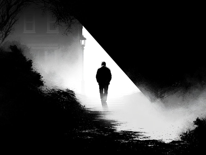 draw simple black and white illustration