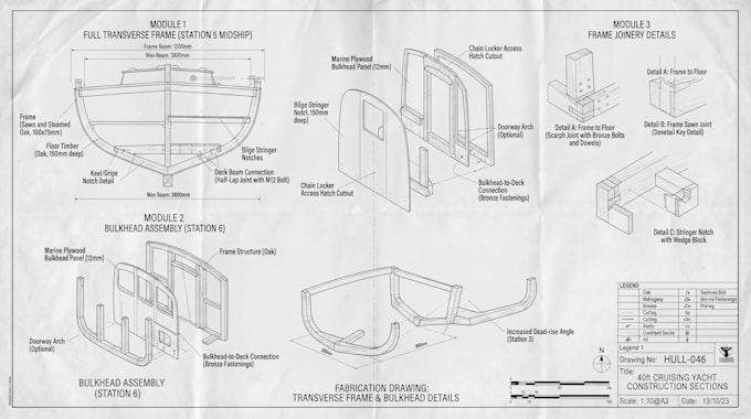 boat frame and bulkhead structural drawings for fabrication