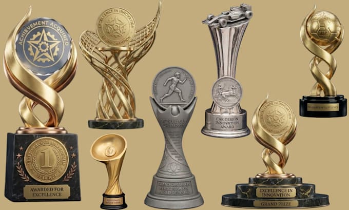 deign custom 3d trophy design award design medal design for 3d printing 3d model