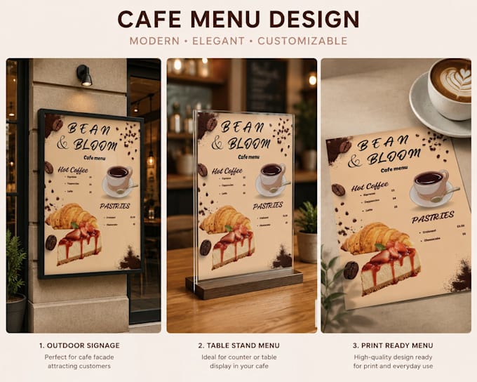 design a modern cafe or restaurant menu in canva