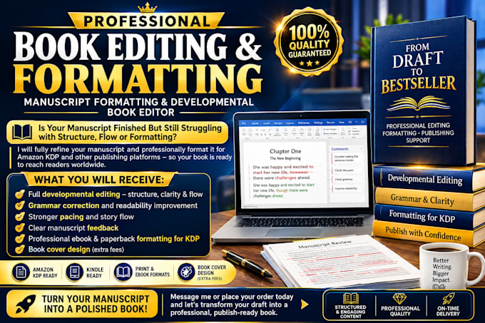 book editing and formatting and developmental book editor