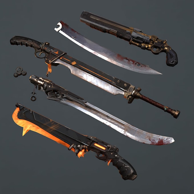 creative concept art of weapons and items