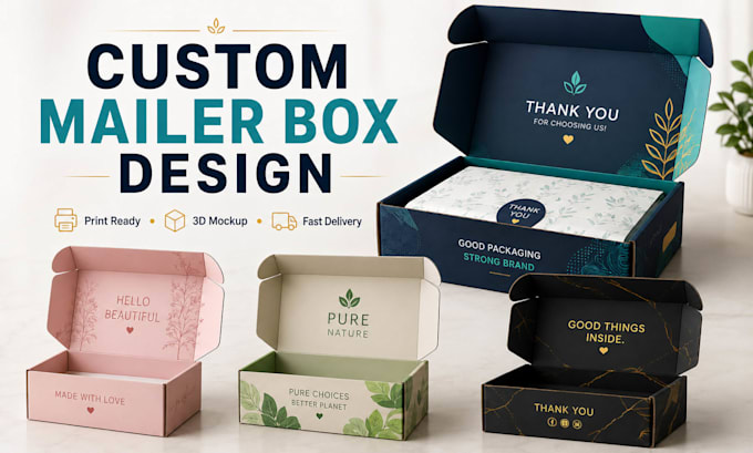 design custom mailer box packaging, shipping box and subscription box