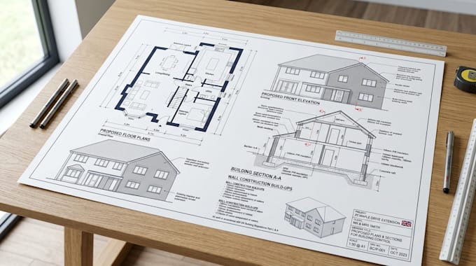 create UK building control drawings for building regulations approval