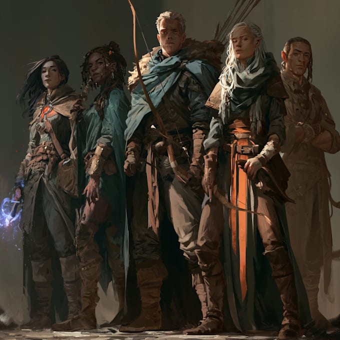 design a dnd party art and group art