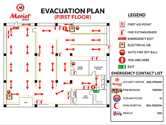 design fire safety and emergency evacuation plan, exit plan