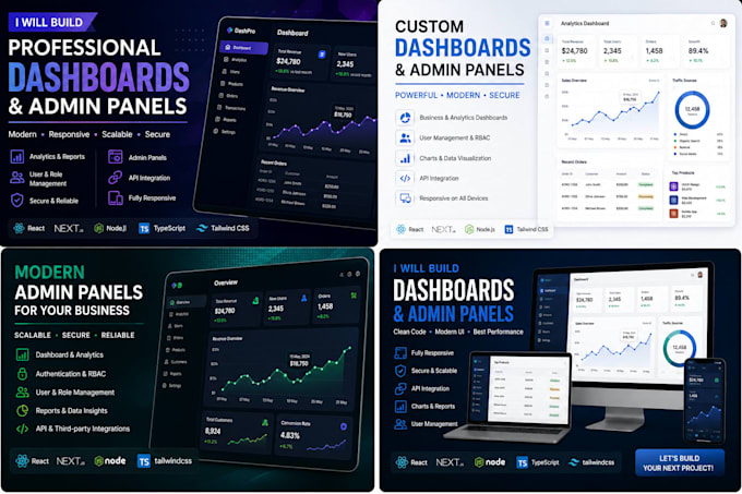 build a professional react nextjs dashboard or admin panel