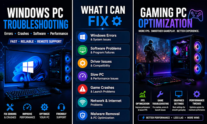 fix windows PC errors, software problems