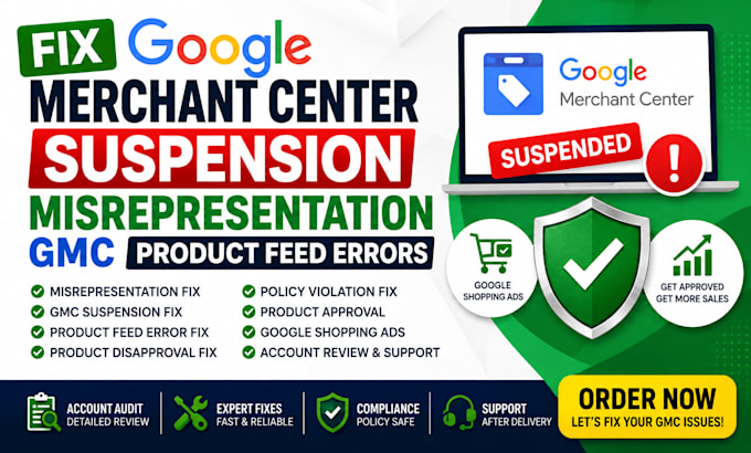 fix google merchant center suspension misrepresentation gmc product feed errors