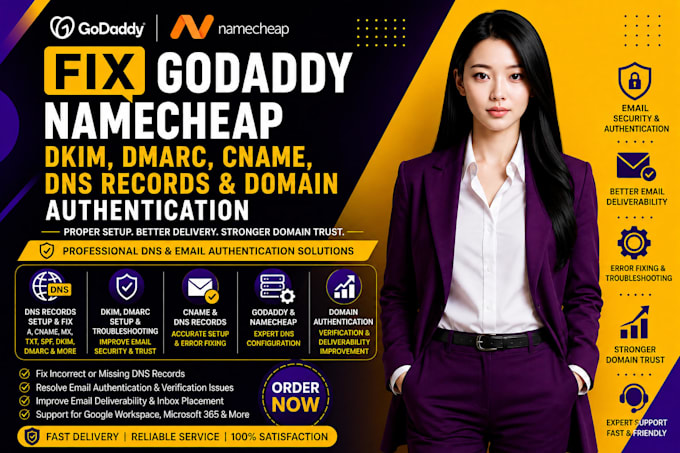 fix godaddy namecheap dkim, dmarc, c