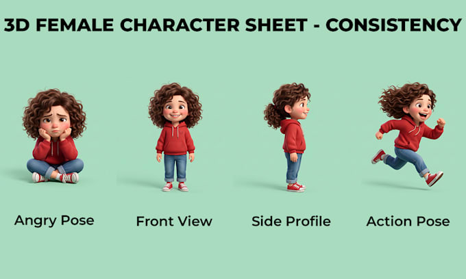 design consistent 3d characters and character reference sheets