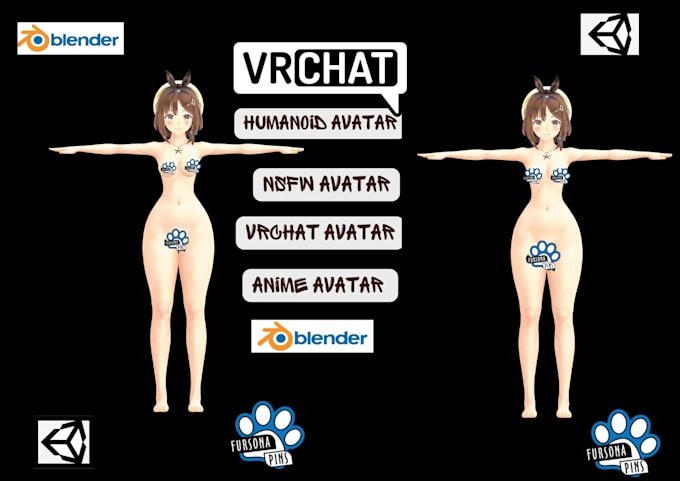 edit nsfw humanoid avatar, vrchat model, vrc commission, obs integration, warudo