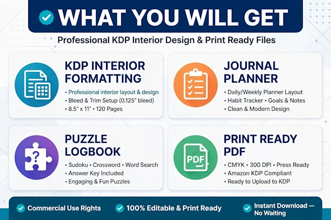 format kdp interior and design low content book journal planner puzzle
