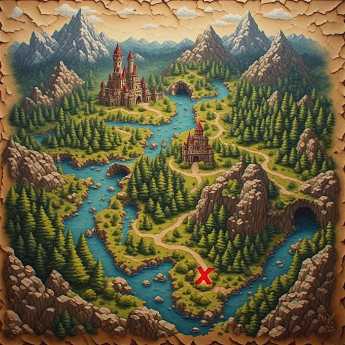 create a fantasy treasure map for games books and adventures