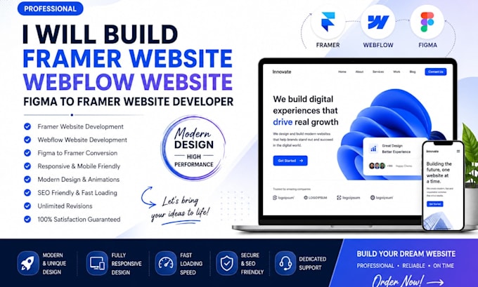 build framer website webflow website figma to framer website developer