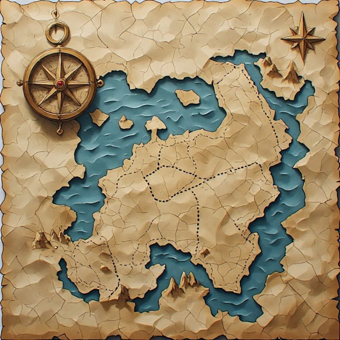 design a mysterious hand drawn treasure map