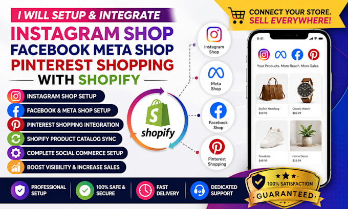 setup instagram shop facebook shop pinterest meta shop with shopify integration