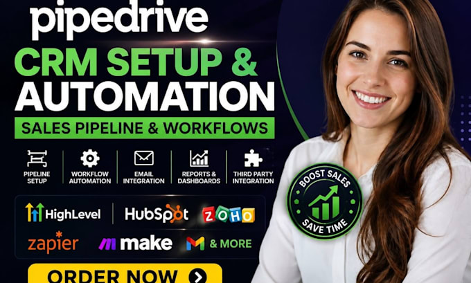 setup and automate pipedrive CRM sales pipeline and workflows
