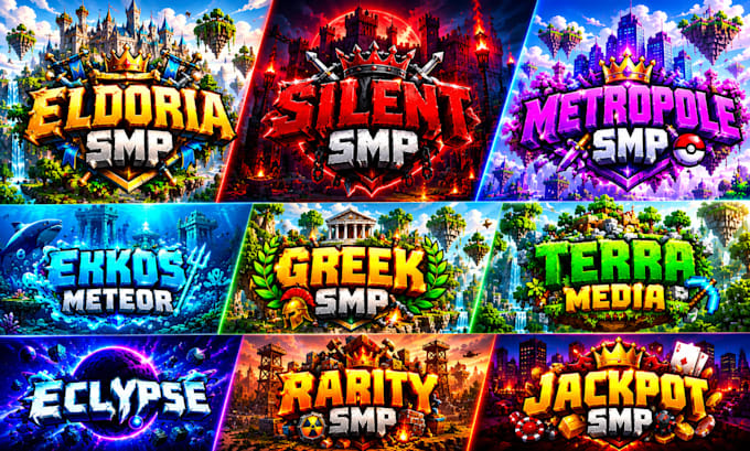 create minecraft, fivem, rust server logo, icons and game branding
