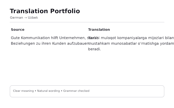 translate uzbek english german