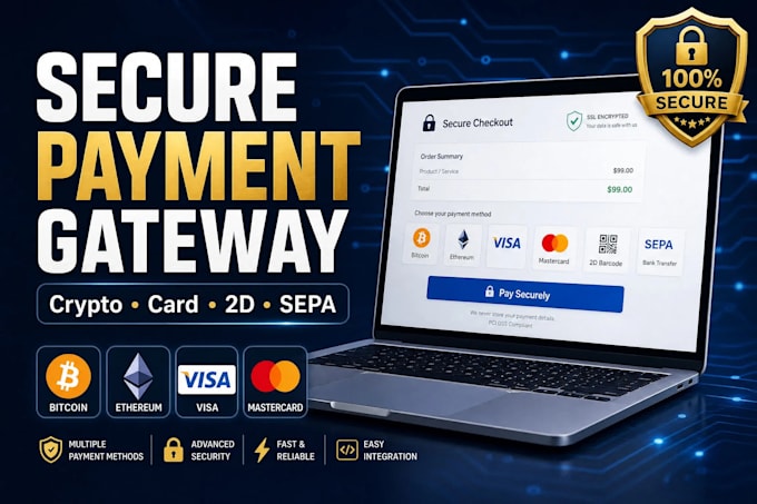 set up and integrate secure crypto, card, and 2d payment gateway integration