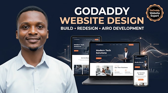 build, redesign, customize godaddy website with website builder or airo website