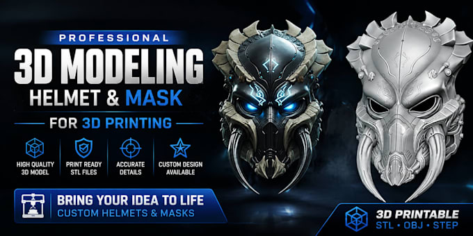 create 3d model of helmet or mask for 3d printing