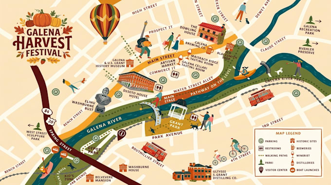 design 2d 3d themed maps, amusement park maps, wayfinding and vector maps