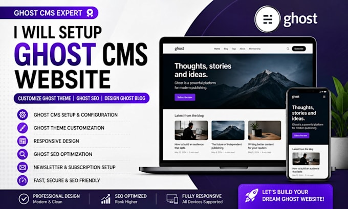 setup ghost cms website ghost theme customization ghost seo design ghost blog