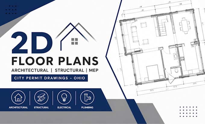 create 2d floor plans, architectural structural and mep city permit drawing ohio
