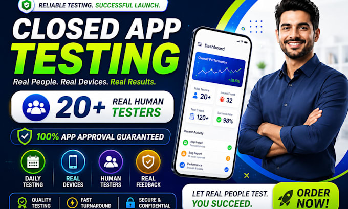 provide 12 testers 20 testers closed google play testing 12 app testers