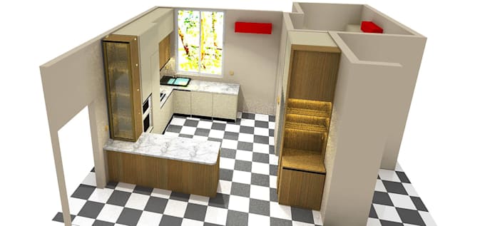 do modern 3d kitchen design and cabinetry rendering with kitchendraw
