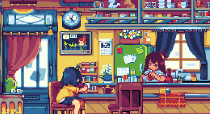 draw pixel environment retro wallpaper lofi animation loop tileset 32x32 pixel
