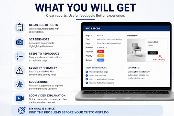 do complete website and web app testing for bugs UI UX and functionality