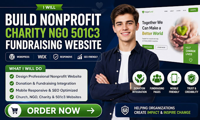nonprofit website charity ngo website 501c3 fundraising website on wordpress