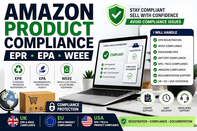 handle epr, epa, weee and amazon product compliance registration