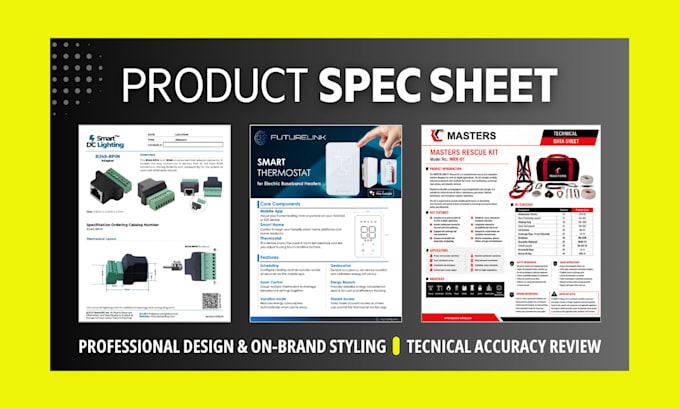 create a professional b2b product spec or technical data sheet