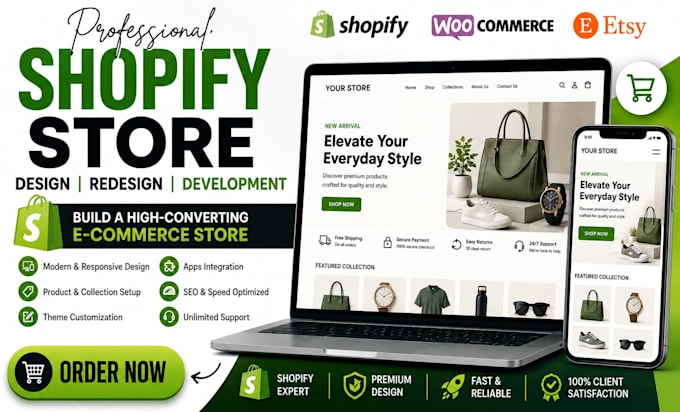design, redesign or develop ecommerce shopify store