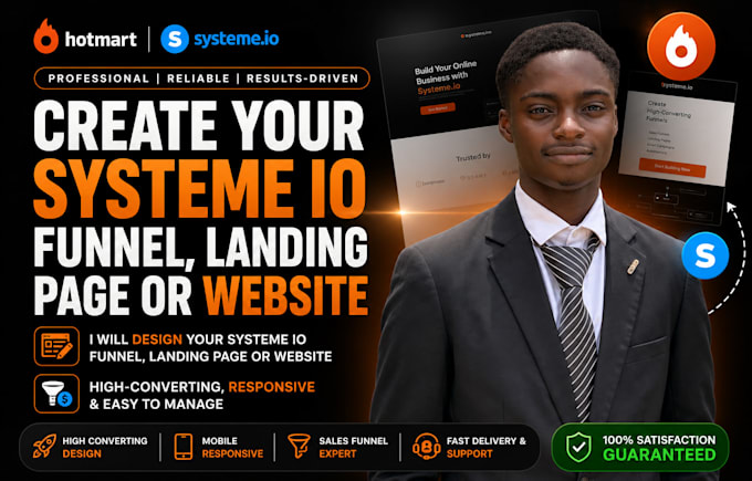 create your systeme io funnel, landing page or website
