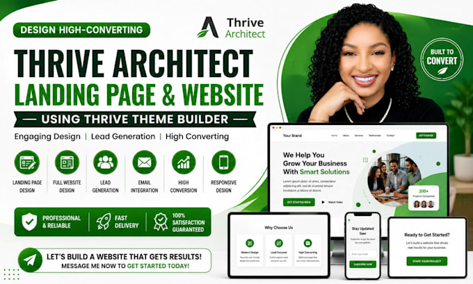 design thrive architect landing page, website using thrive theme builder, leads