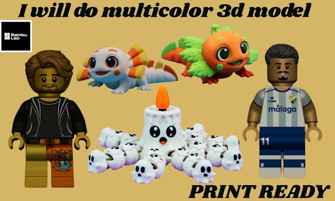 convert stl to multicolor 3mf for characters, articulated models and bambu ams