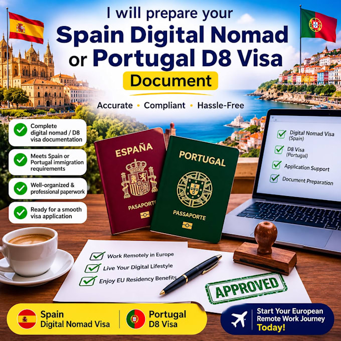 prepare your spain digital nomad or portugal d8 visa documents
