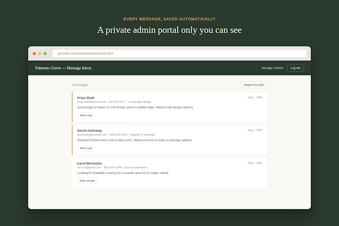 build a custom small business website with a working admin portal