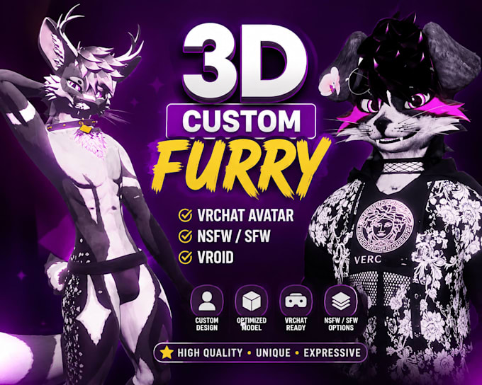 vrchat vroid avatar creator furry vtuber 3d character design