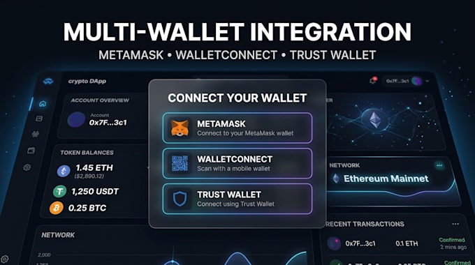 create crypto dapp with web3 walletconnect metamask and trust wallet