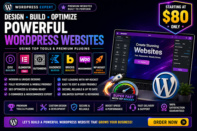divi builder elementor pro gutenberg kadence blocks bricks woocommerce wp rocket