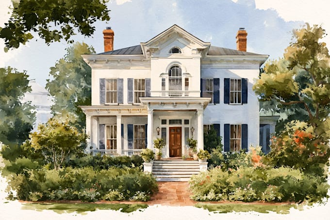 paint watercolor house portrait
